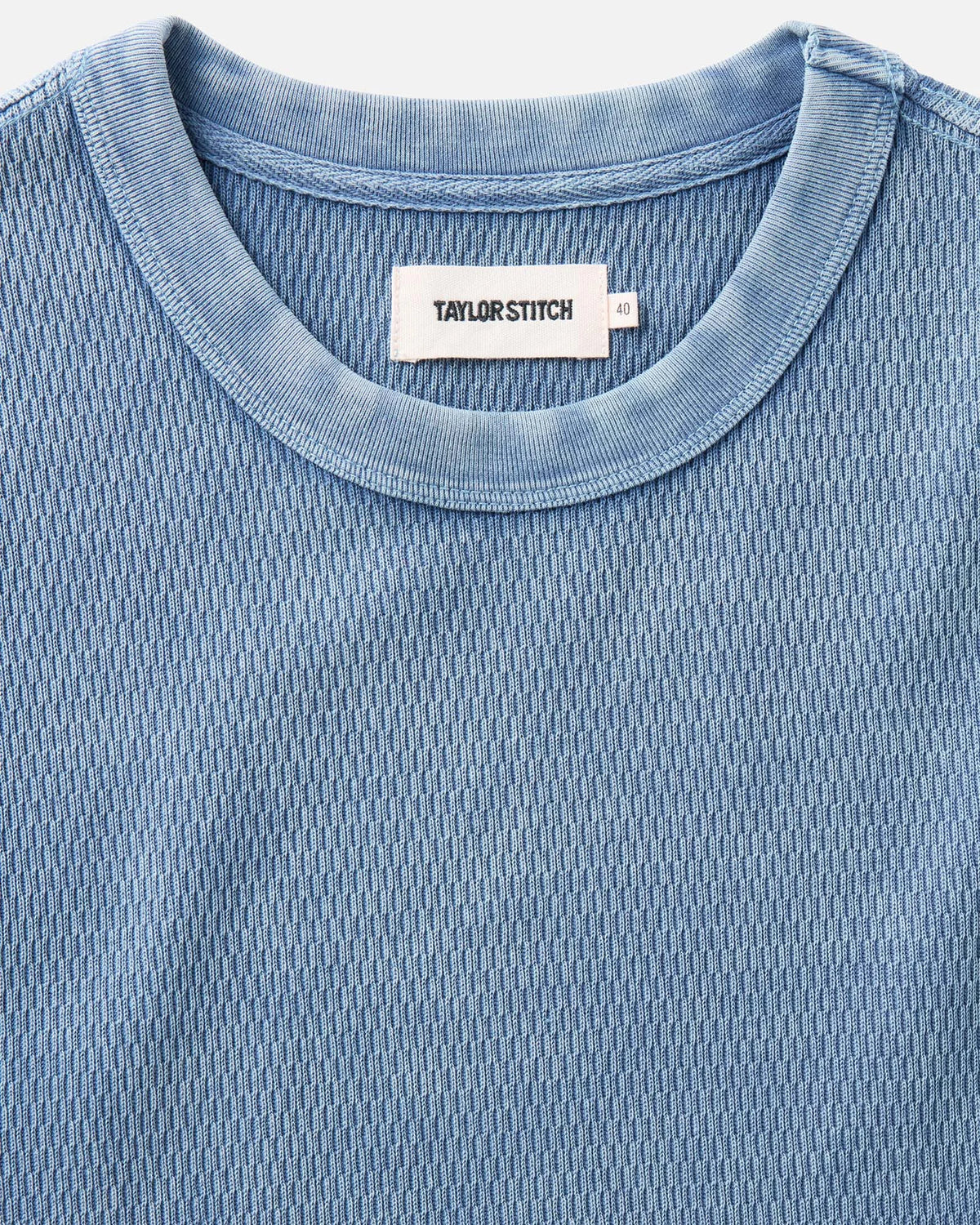 The Organic Cotton Short Sleeve Crew in Washed Blue Waffle