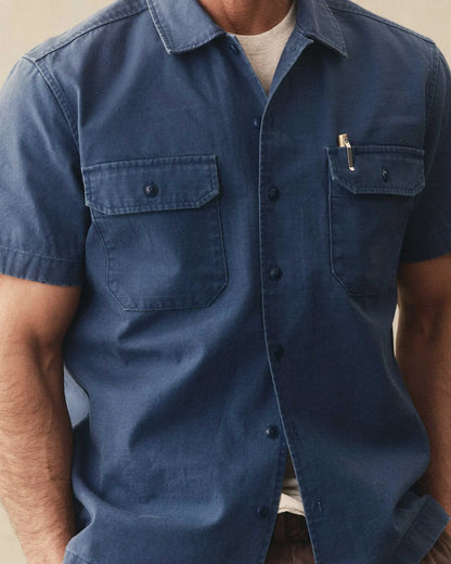 The Short Sleeve Mechanic Shirt in Atlantic Ripstop