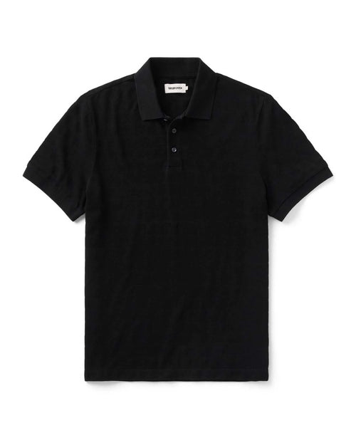 The Pacific Polo in Black Indigo Pique Stripe