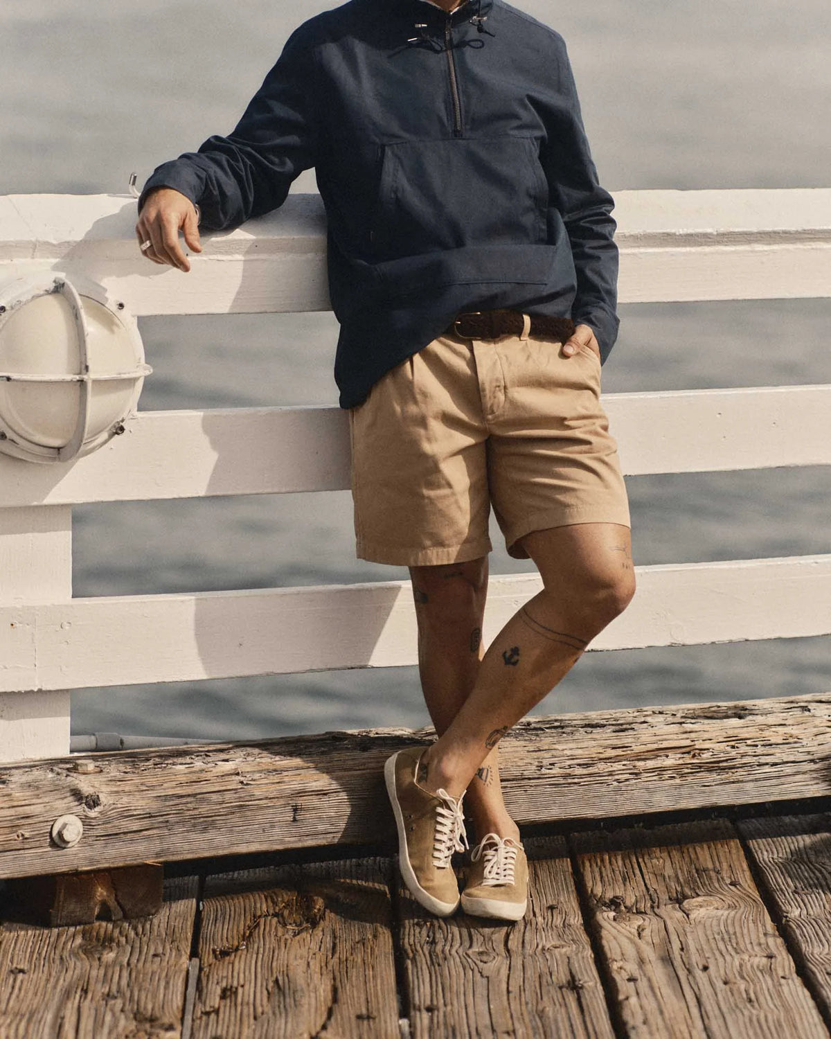 The Pleated Short in Organic Field Khaki Twill