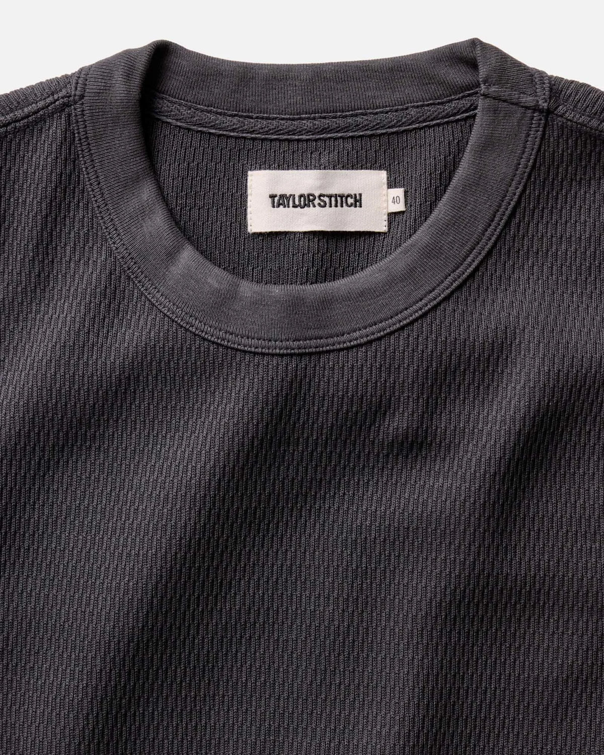 The Organic Cotton Short Sleeve Crew in Faded Black Waffle