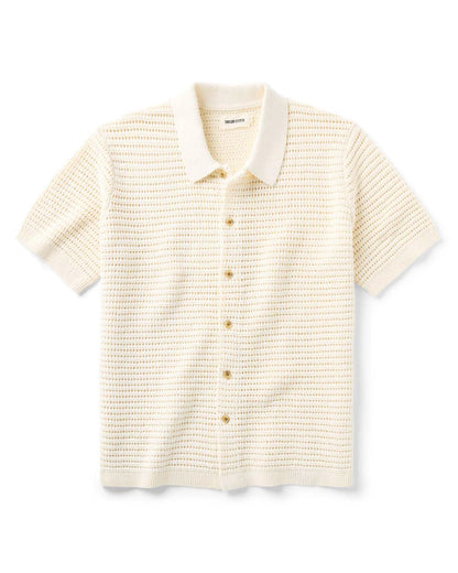 The Monterey Sweater Polo in Vintage White Crochet