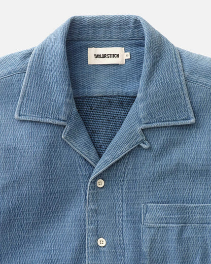 The Hawthorne Shirt in Washed Indigo Crepe