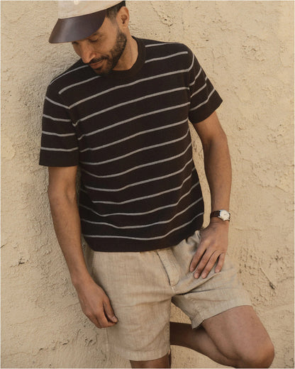 The Brody Sweater Tee in Espresso Stripe