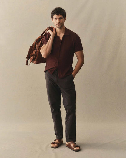 The Arlo Sweater Polo in Burgundy Texture Knit