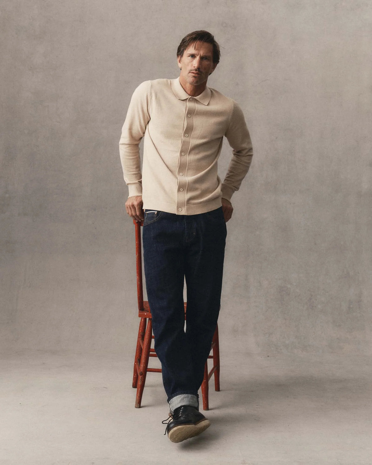 The Nichols Polo in Sable Cotton Cashmere