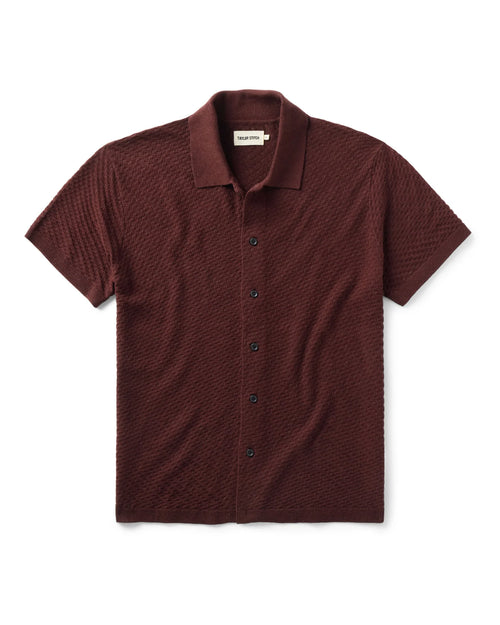 The Arlo Sweater Polo in Burgundy Texture Knit