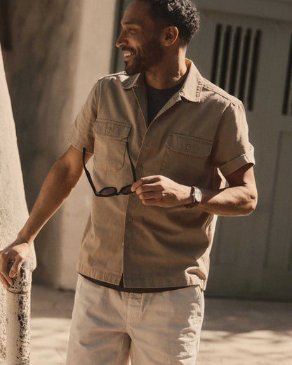 The Short Sleeve Mechanic Shirt in Khaki Ripstop