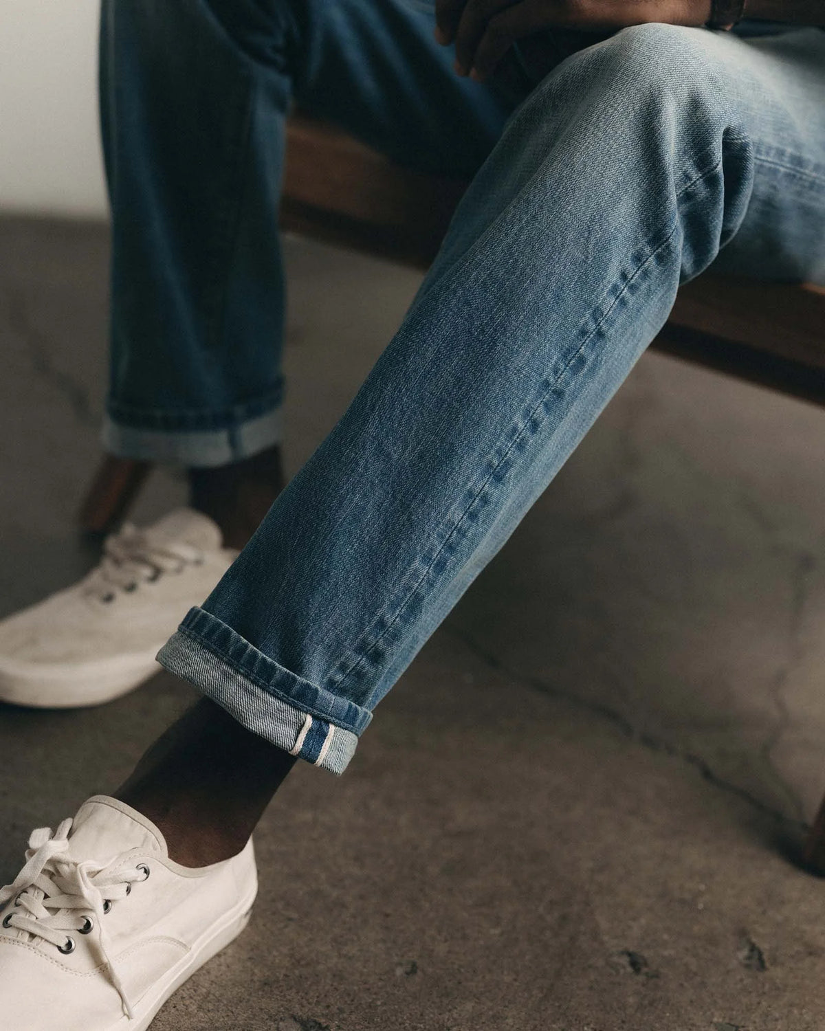 The Straight Jean in Light Wash Organic Selvedge