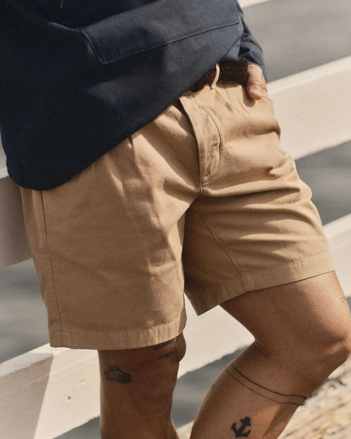 The Pleated Short in Organic Field Khaki Twill