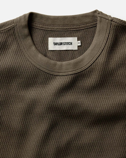 The Organic Cotton Short Sleeve Crew in Fatigue Olive Waffle