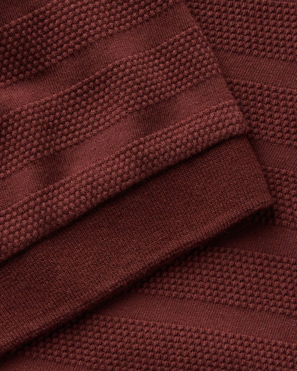 The Bywater Polo in Burgundy Knit Stripe