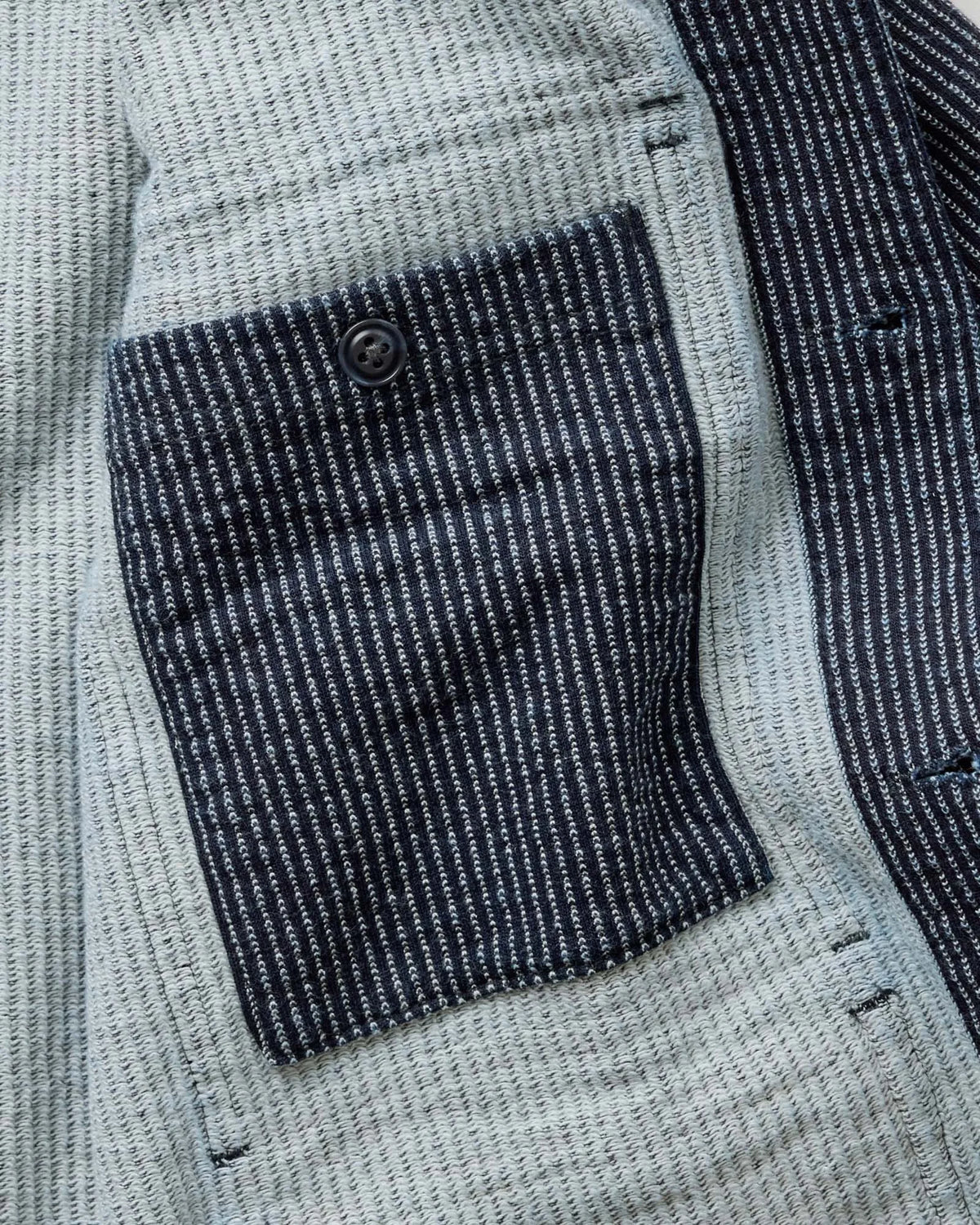 The Jackson Jacket in Rinsed Indigo French Terry Stripe
