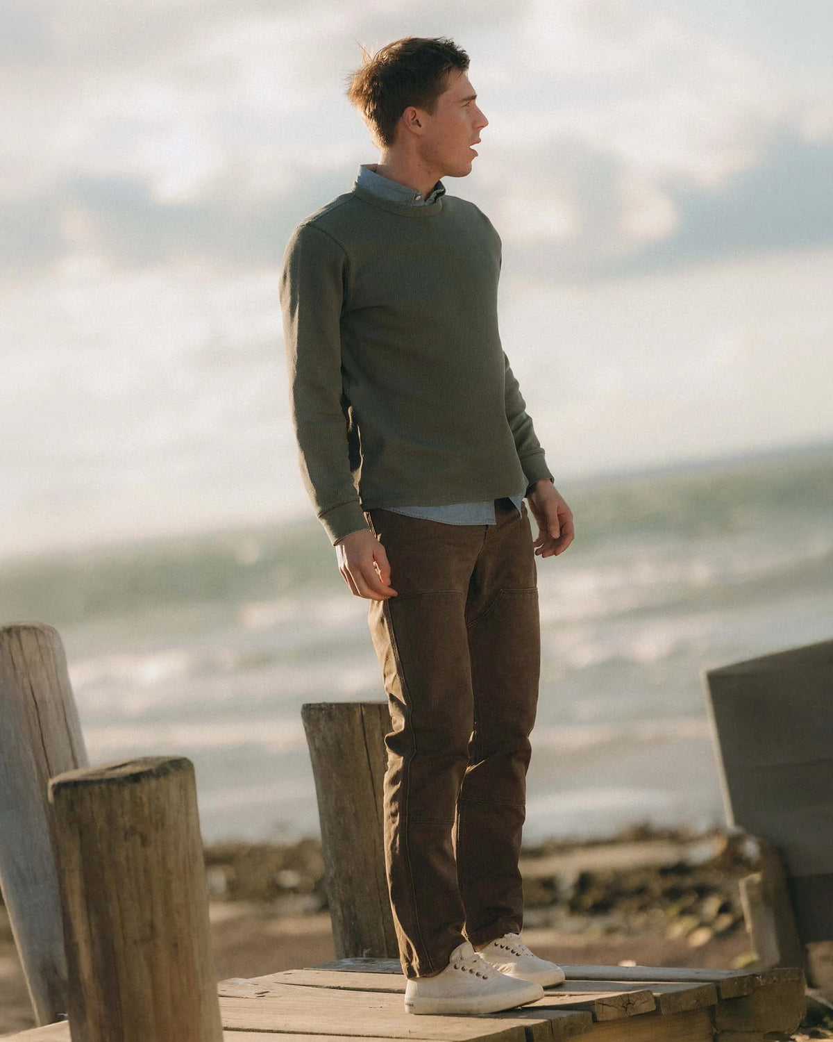 The Organic Cotton Crew in Deep Sea Waffle