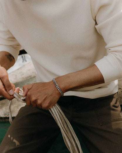 The Organic Cotton Crew in Vintage White Waffle