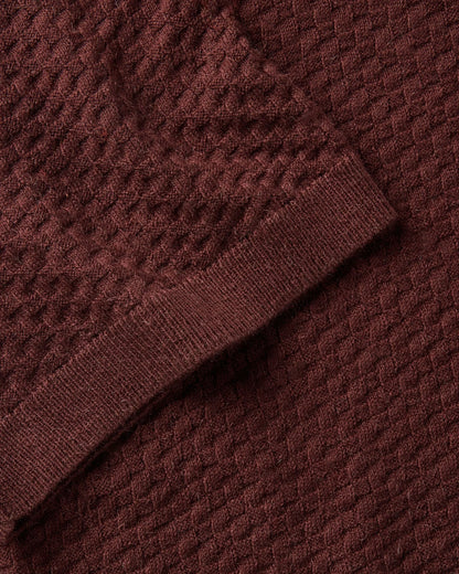 The Arlo Sweater Polo in Burgundy Texture Knit