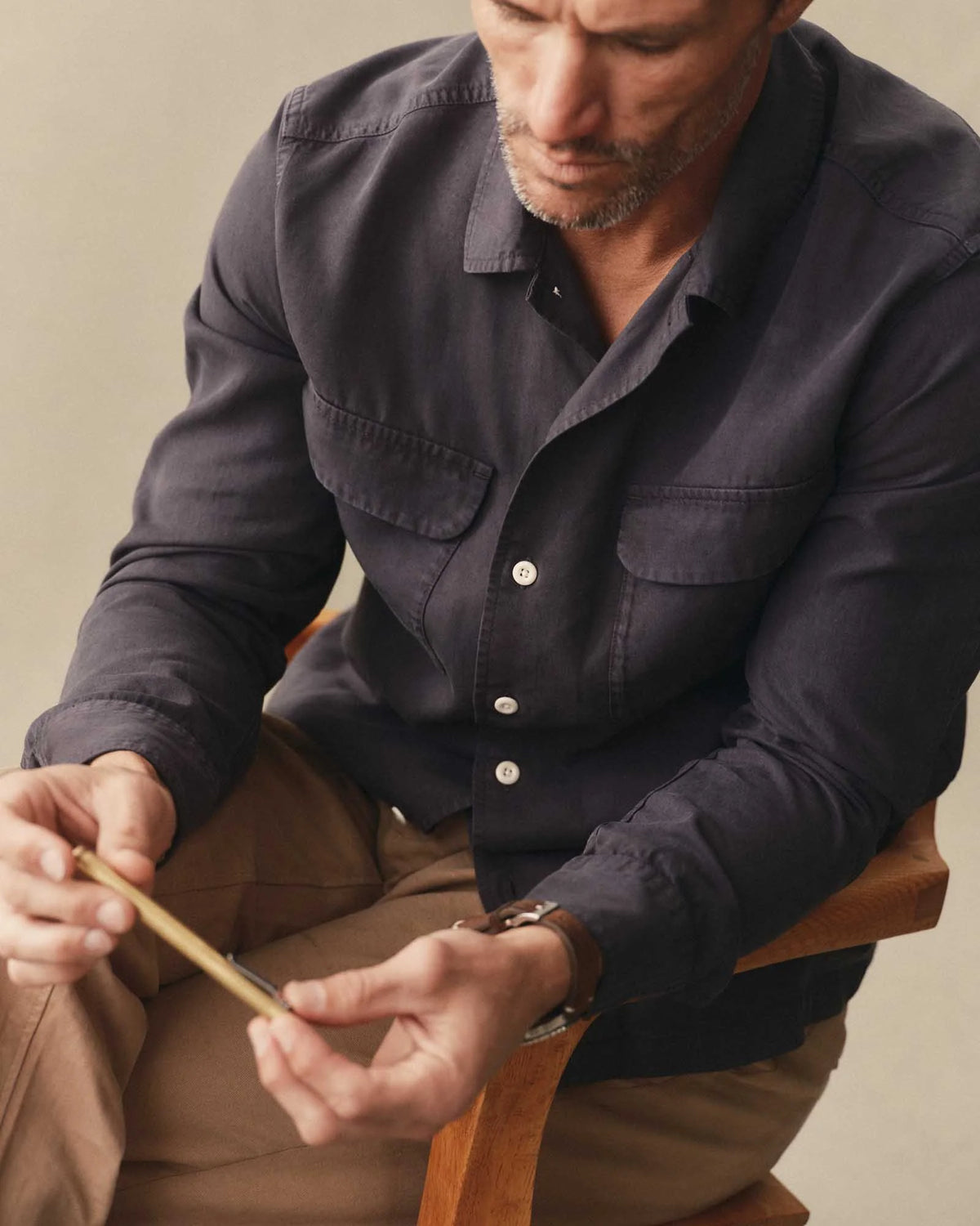The Shore Shirt in Navy Lyocell