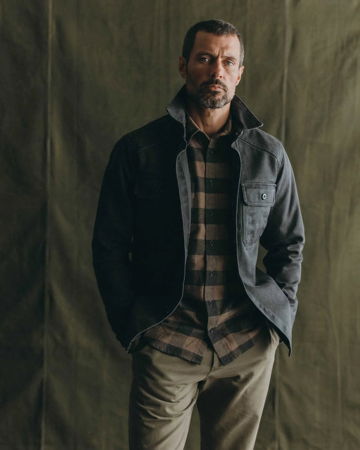 The Shop Shirt in Coal Chipped Canvas