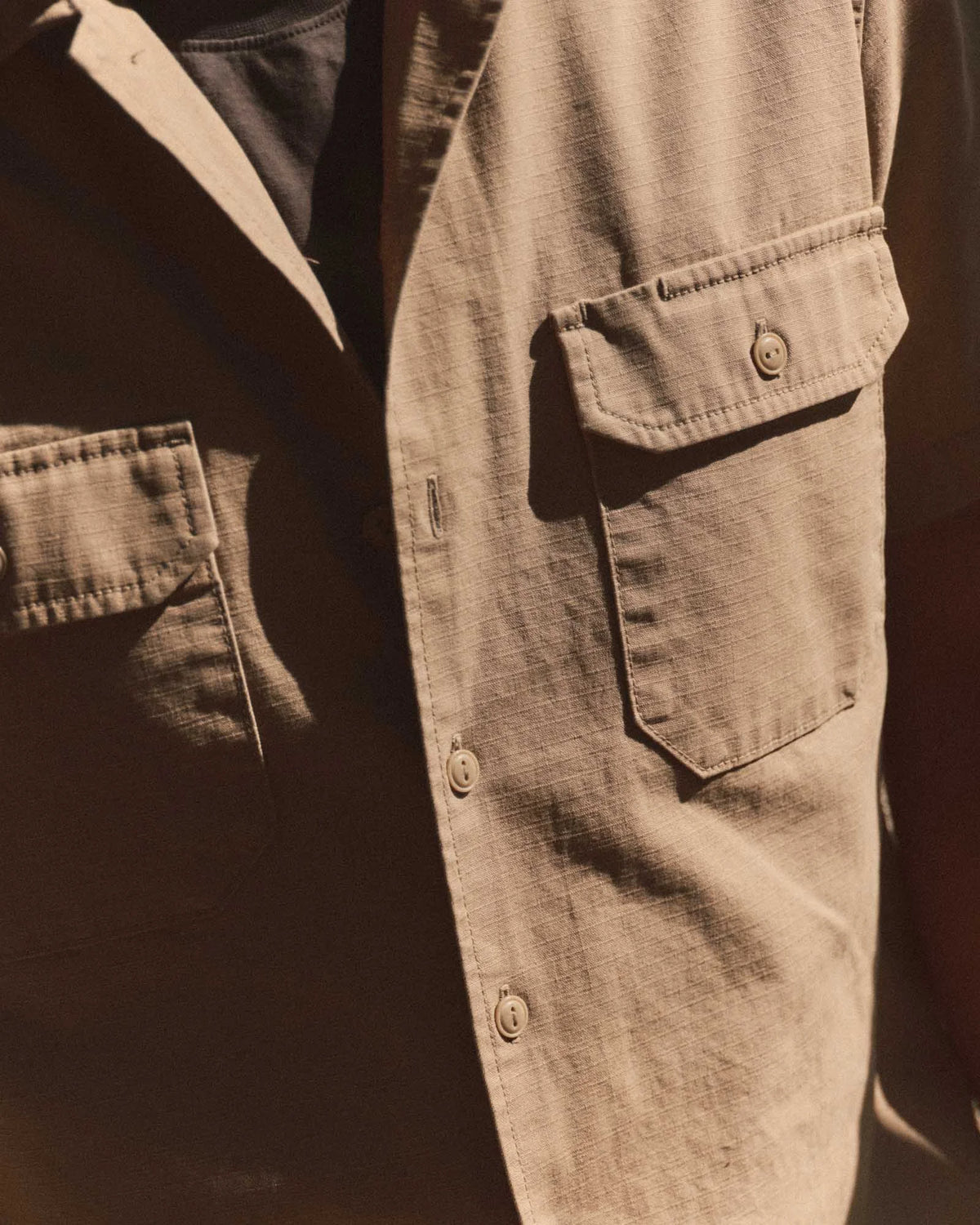 The Short Sleeve Mechanic Shirt in Khaki Ripstop