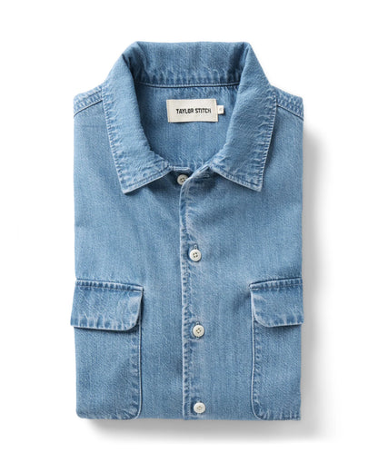 The Shore Shirt in Washed Indigo Twill