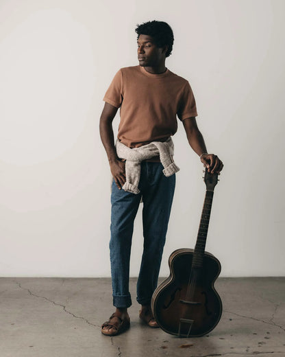 The Organic Cotton Short Sleeve Crew in Faded Brick Waffle