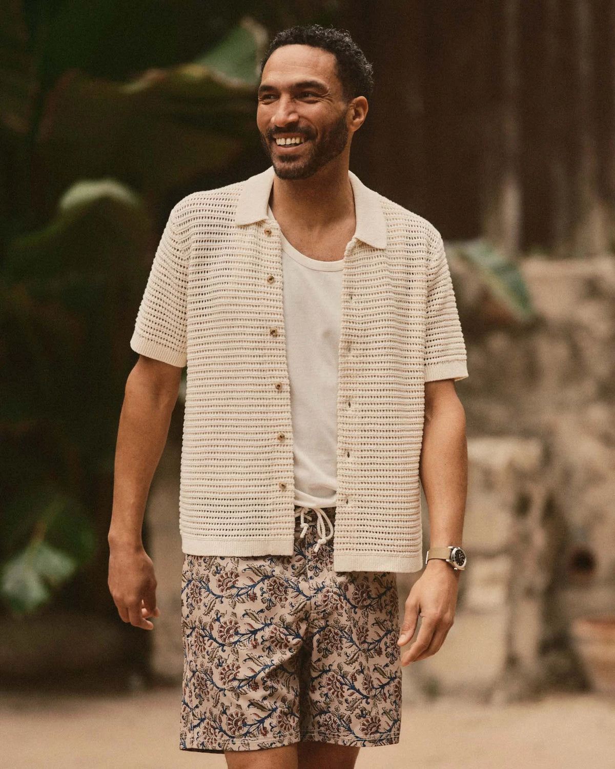 The Monterey Sweater Polo in Vintage White Crochet