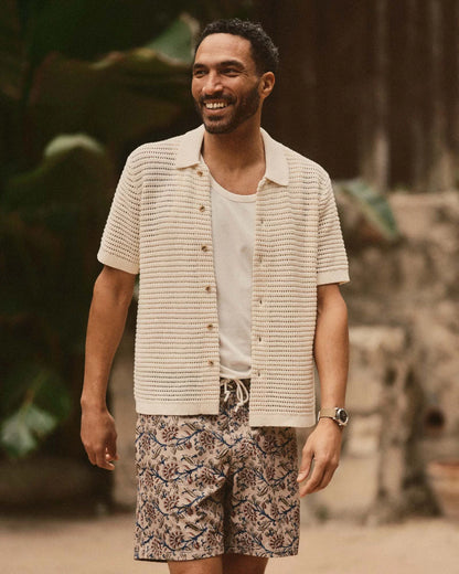 The Monterey Sweater Polo in Vintage White Crochet