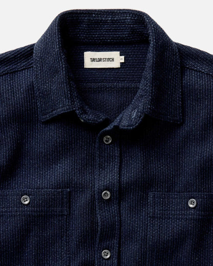 The Utility Shirt in Rinsed Indigo Sashiko