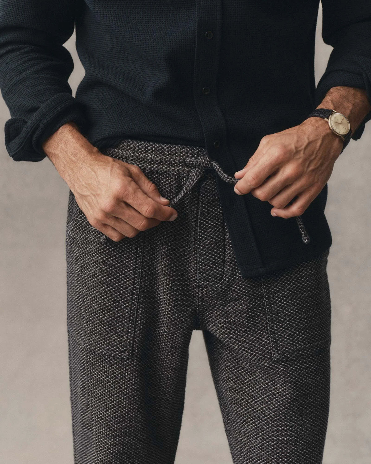 The Breakwater Pant in Charcoal Sashiko