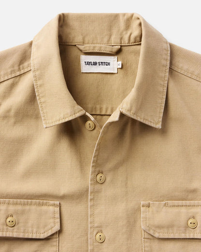 The Short Sleeve Mechanic Shirt in Khaki Ripstop