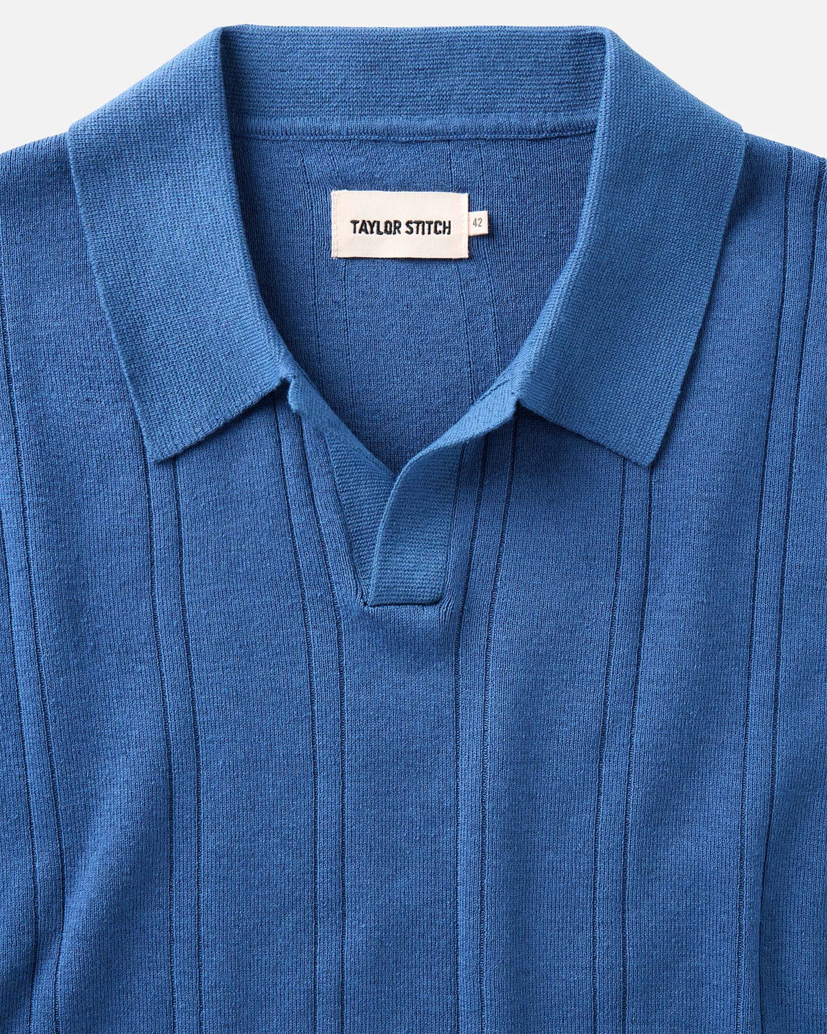 The Valencia Sweater Polo in Heather Clear Blue Rib