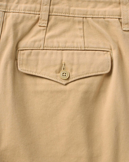 The Pleated Short in Organic Field Khaki Twill