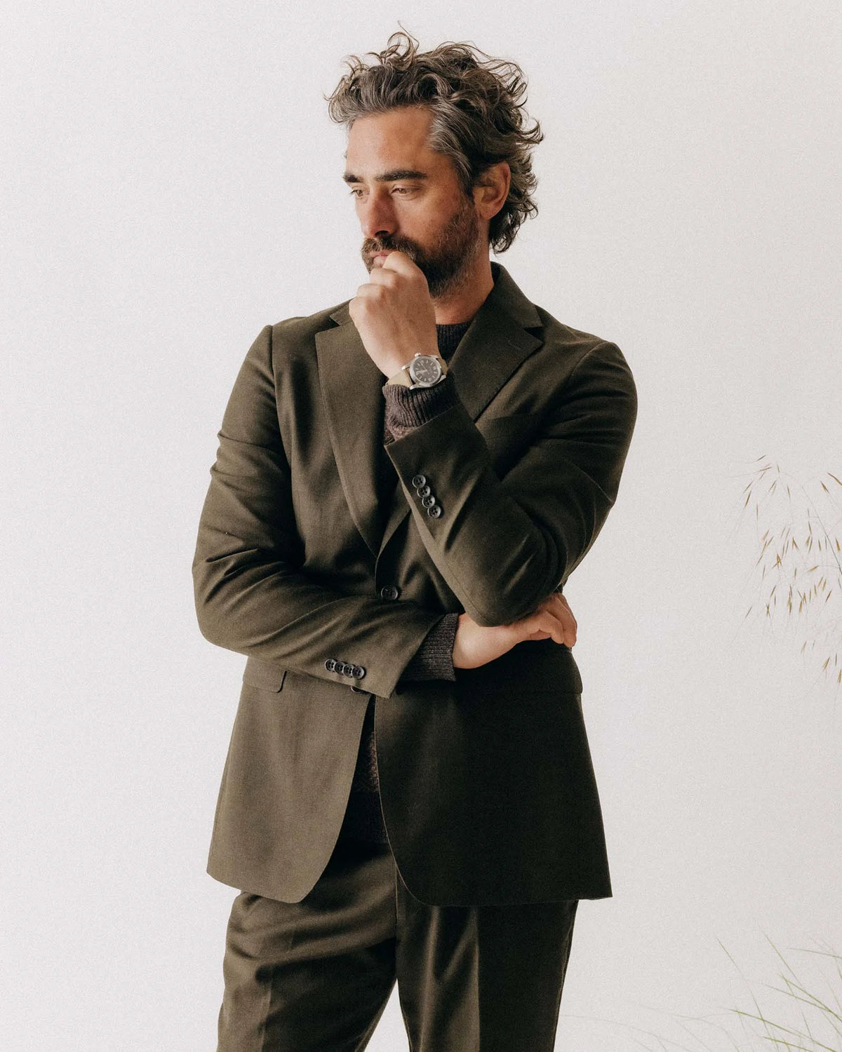 The Stevens Sportcoat in Black Olive Wool Flannel