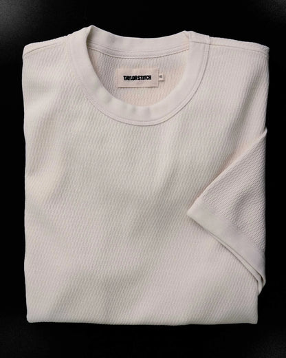 The Organic Cotton Short Sleeve Crew in Vintage White Waffle