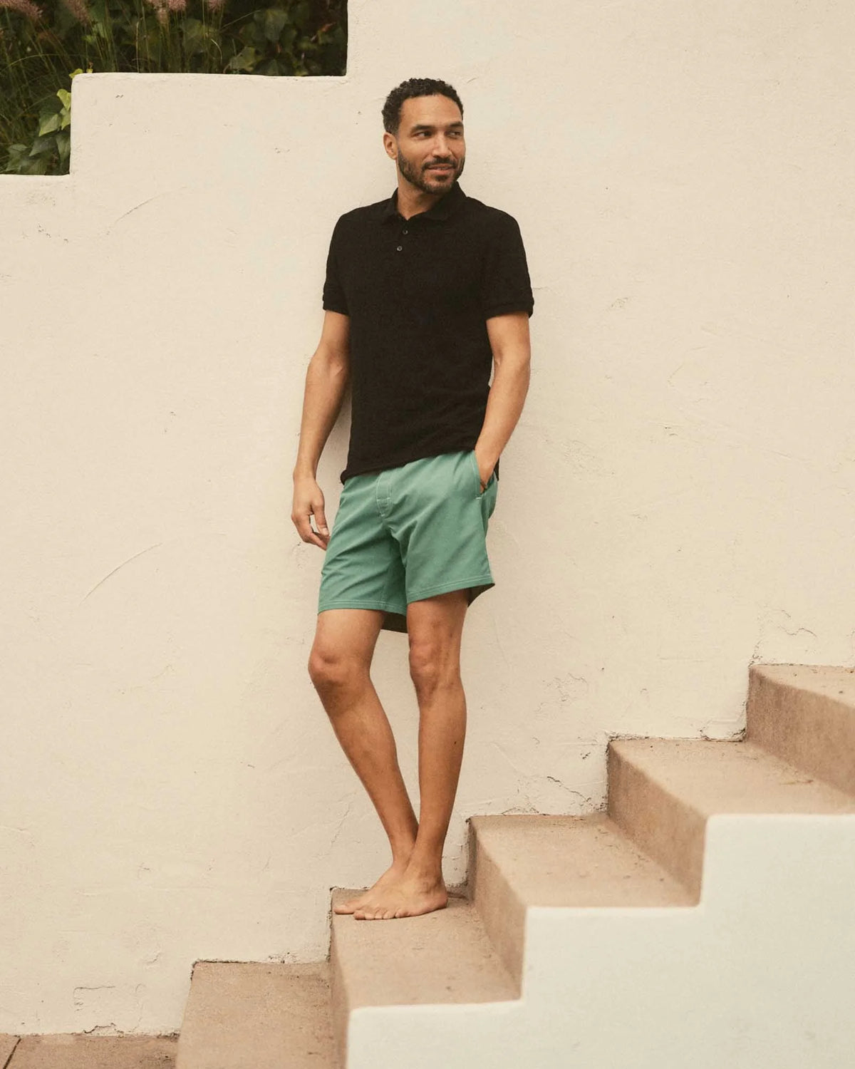 The Pacific Polo in Black Indigo Pique Stripe