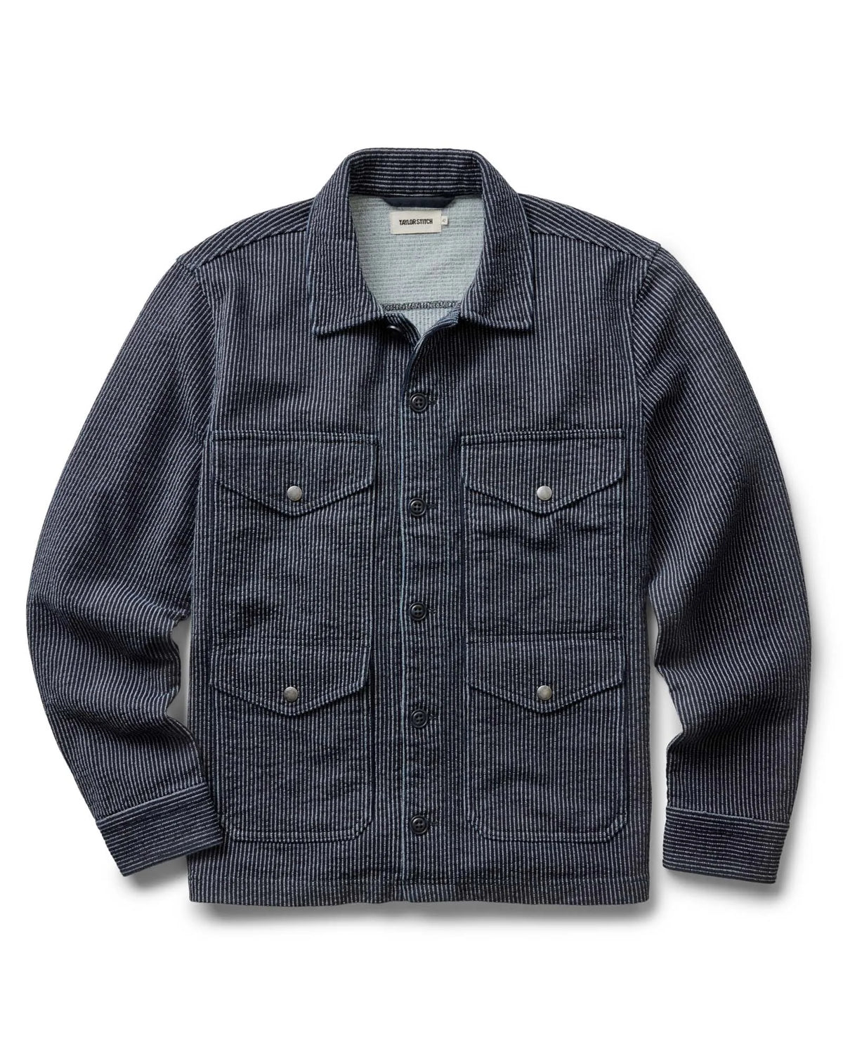 The Jackson Jacket in Rinsed Indigo French Terry Stripe