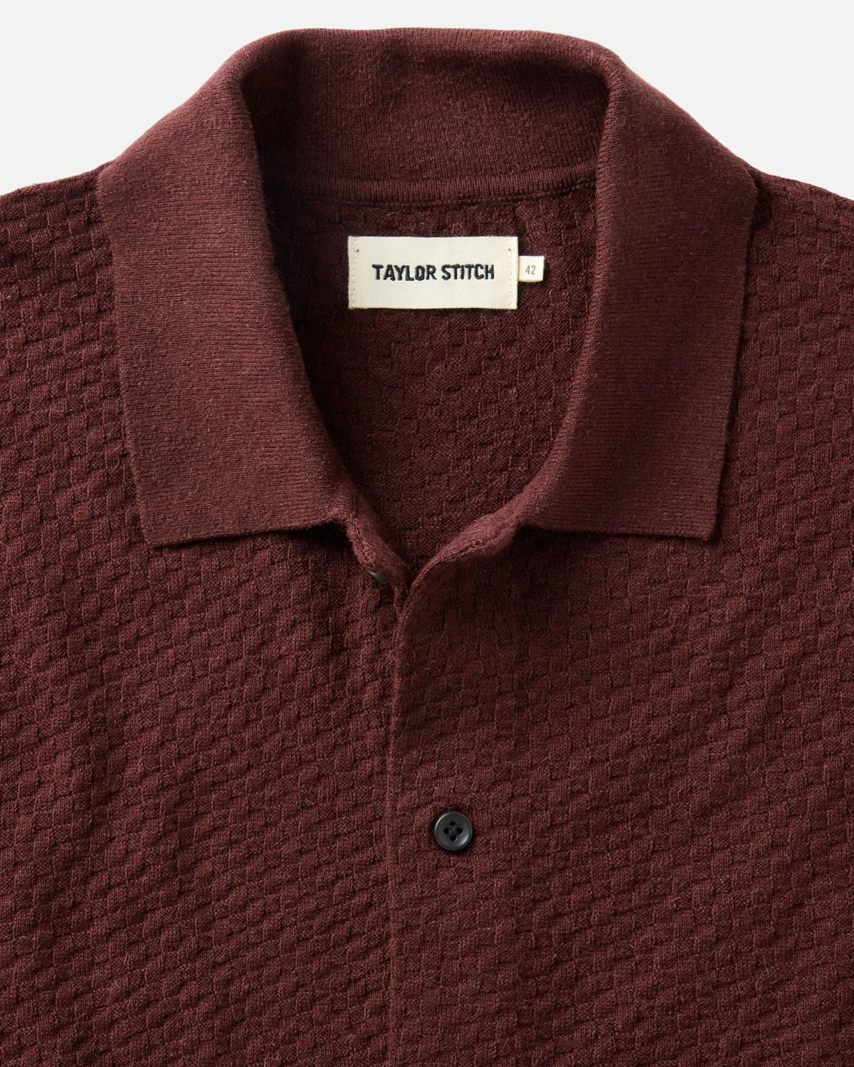 The Arlo Sweater Polo in Burgundy Texture Knit