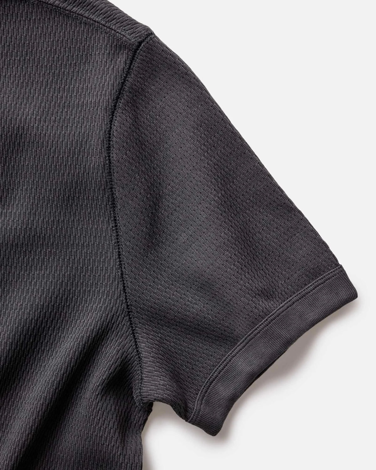 The Organic Cotton Short Sleeve Crew in Faded Black Waffle