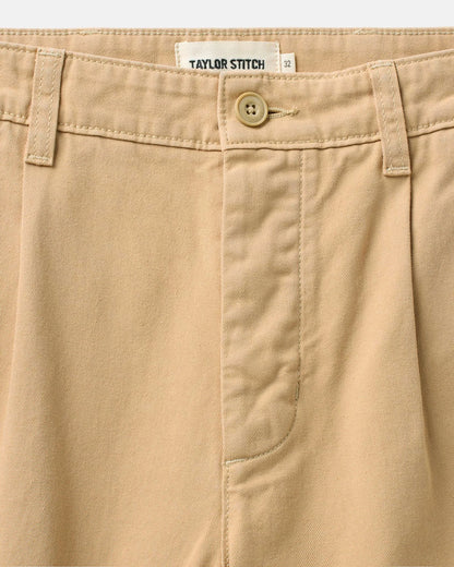The Pleated Short in Organic Field Khaki Twill