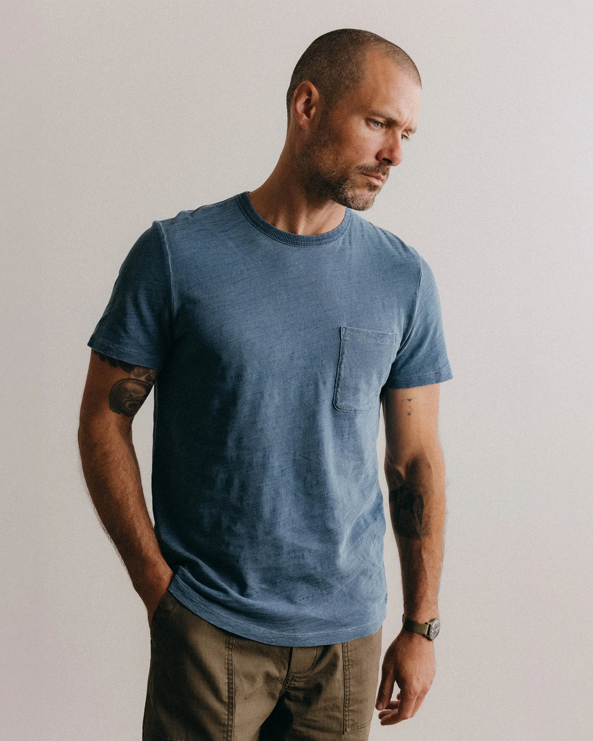 The Slub Tee in Washed Indigo