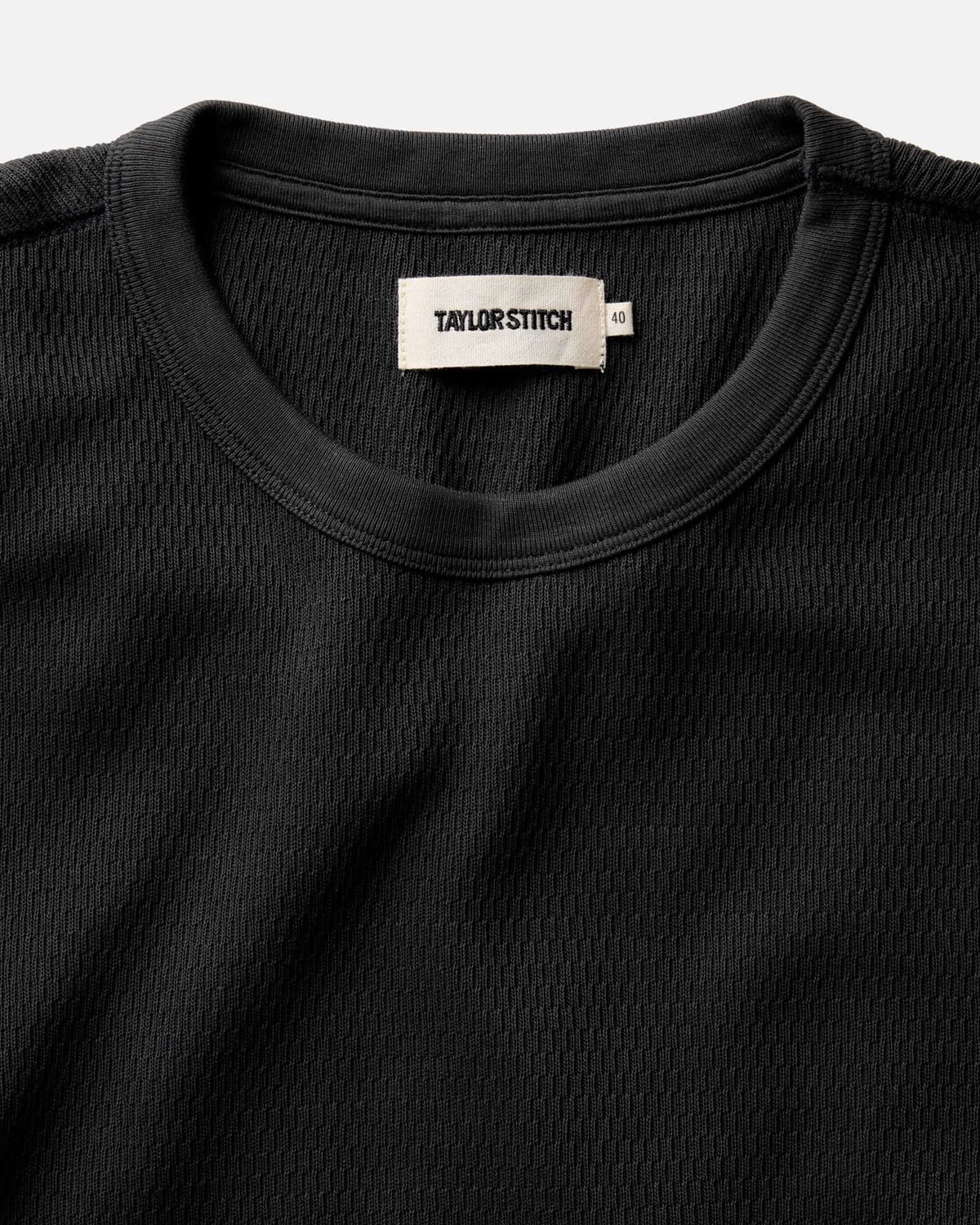 The Organic Cotton Crew in Faded Black Waffle