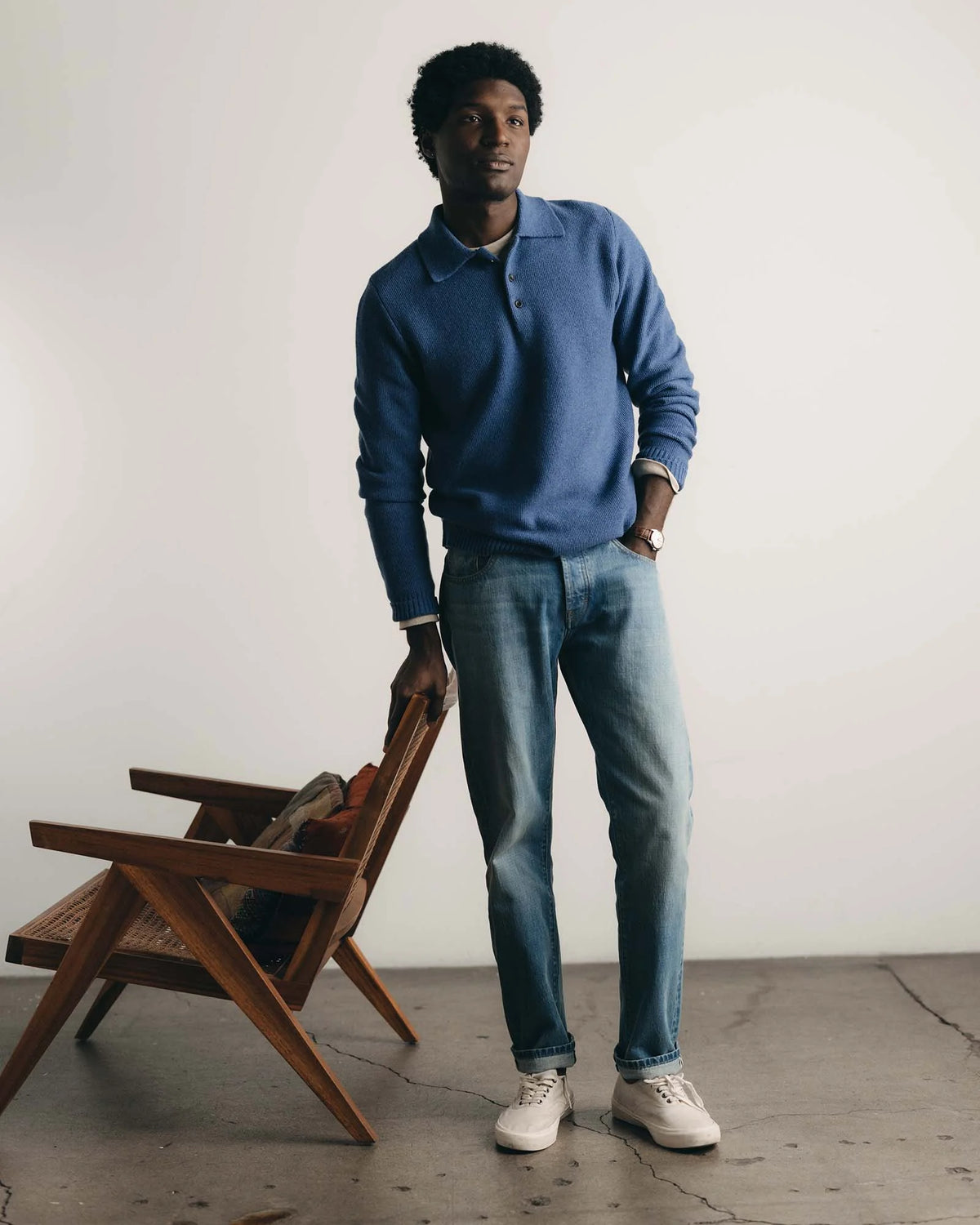 The Straight Jean in Light Wash Organic Selvedge