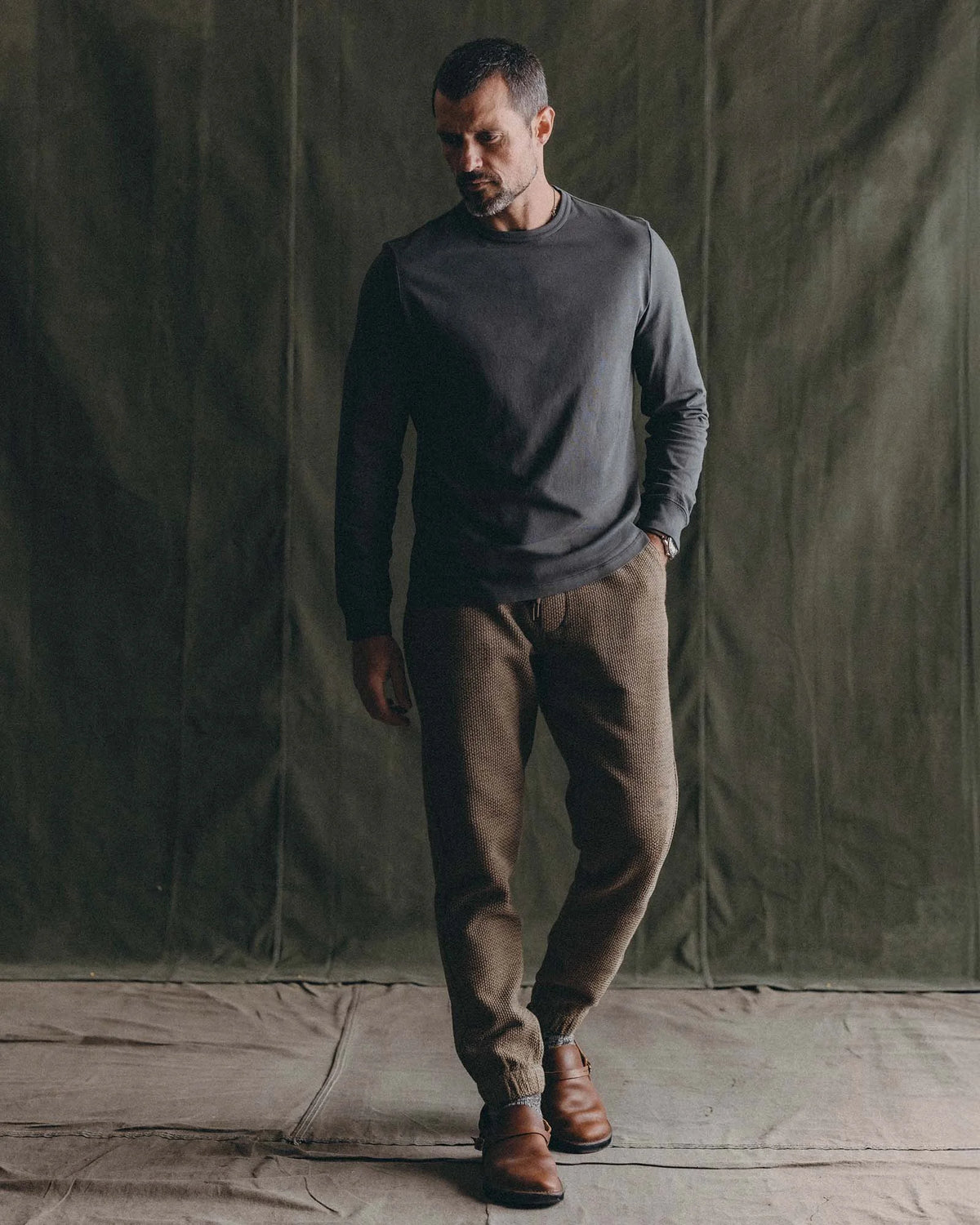 The Apres Pant in Cypress Sashiko