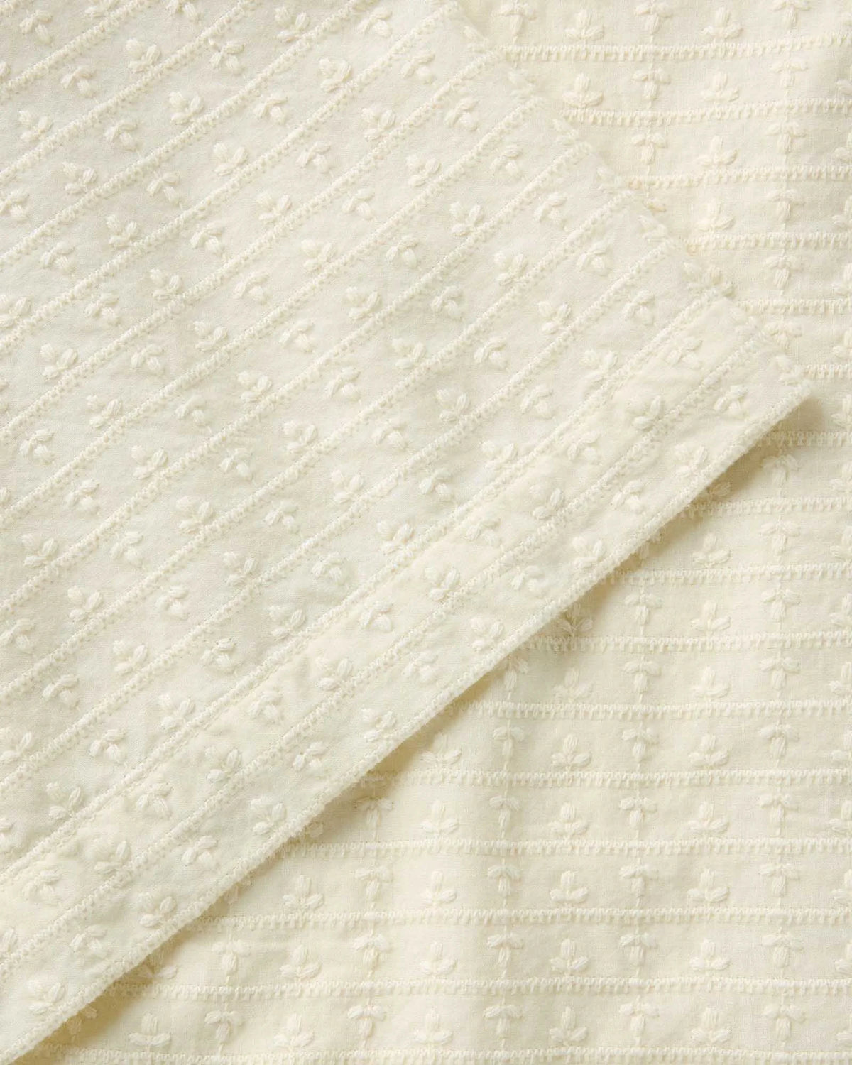 The Davis Shirt in Vintage White Embroidered Stripe