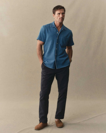 The Hawthorne Shirt in Washed Indigo Crepe