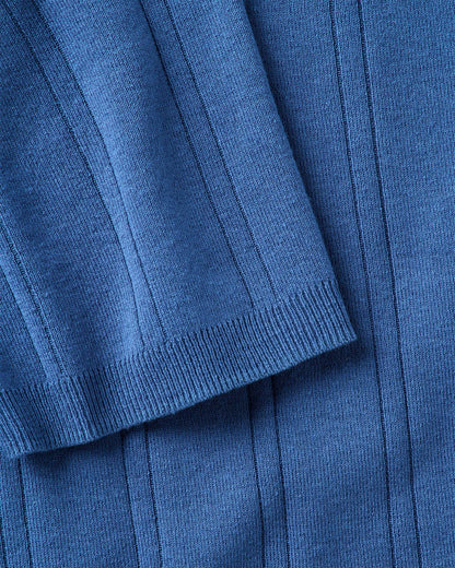 The Valencia Sweater Polo in Heather Clear Blue Rib
