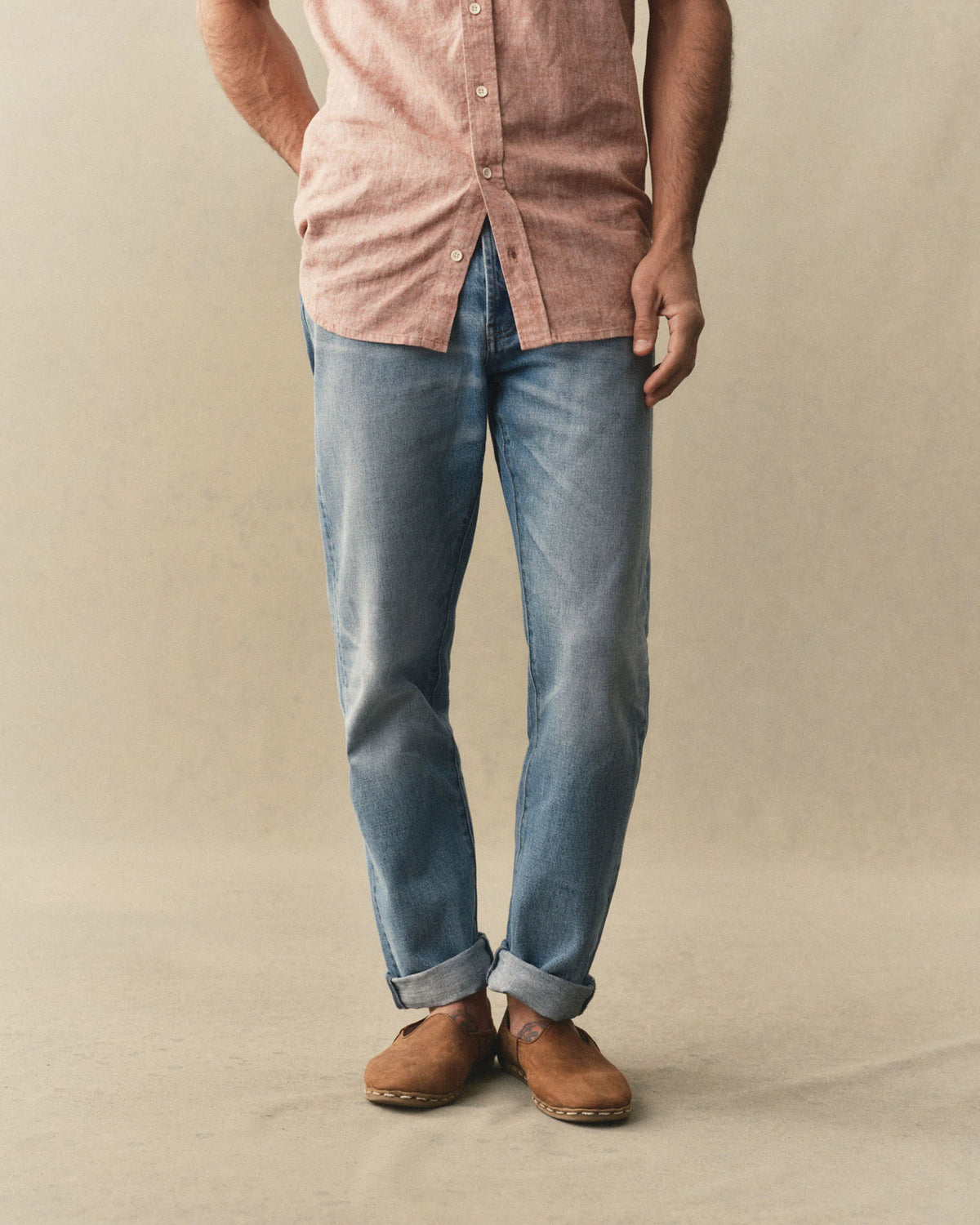 The Democratic Jean in Light Wash Hemp Denim