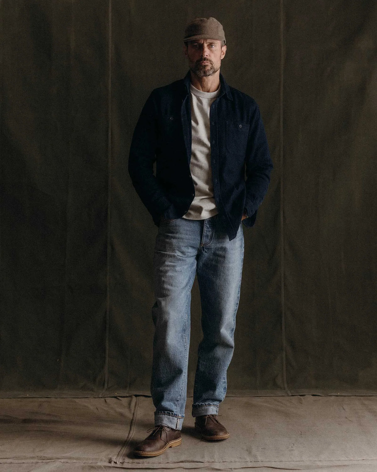 The Utility Shirt in Rinsed Indigo Sashiko