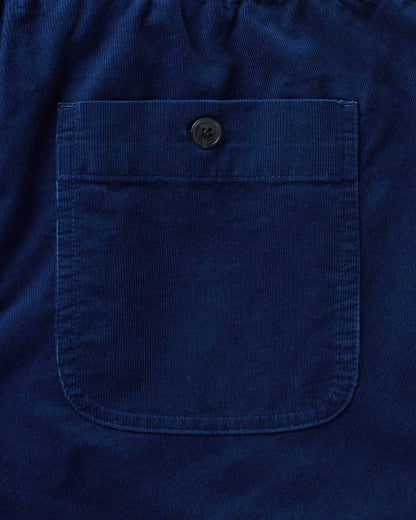 The Apres Short in Rinsed Indigo Pincord