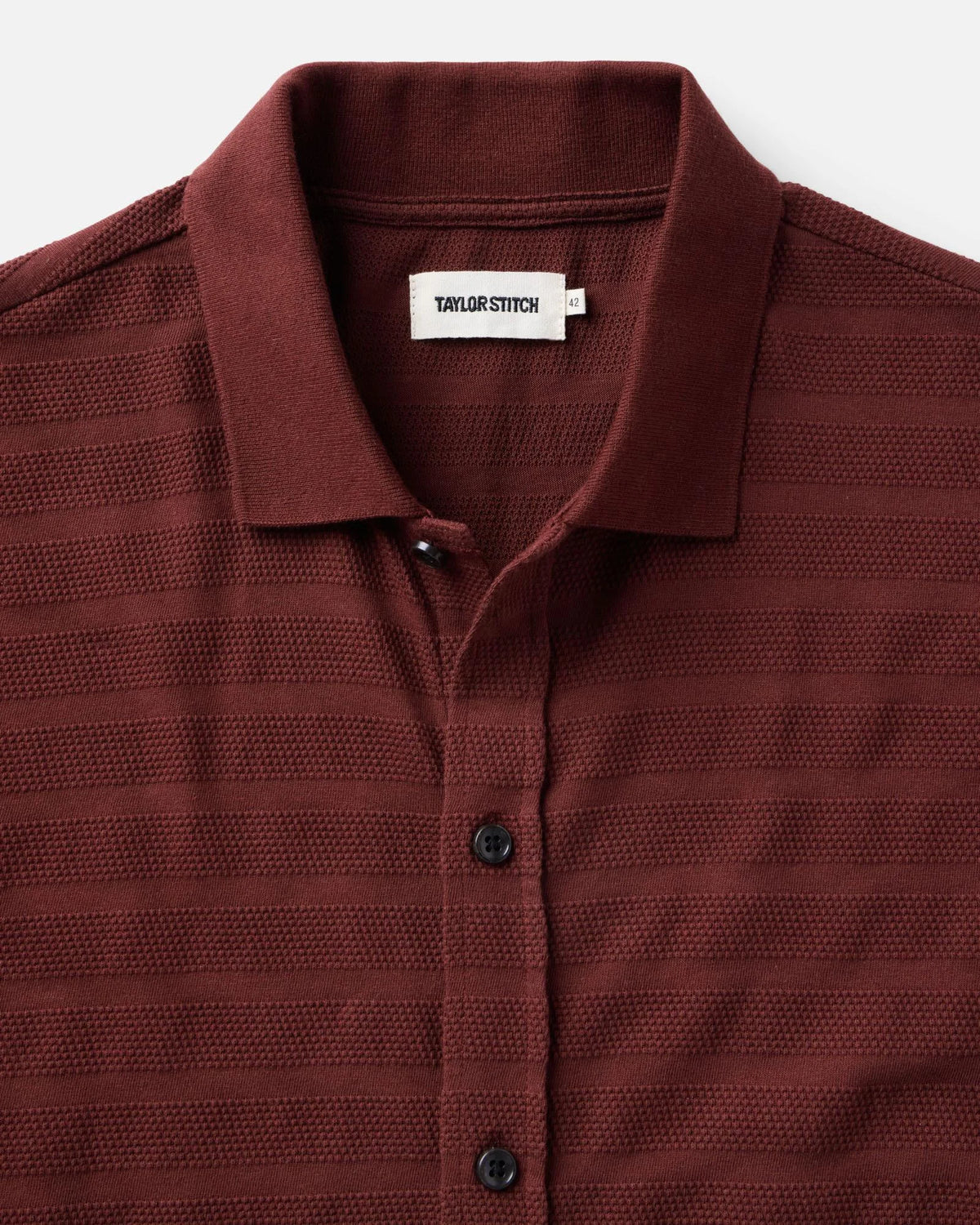 The Bywater Polo in Burgundy Knit Stripe